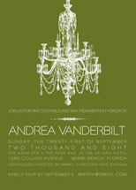 Pink Chandelier Bridal Shower Invitations