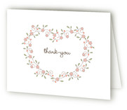 Heart Floral Frame Birth Announcements Thank You Cards