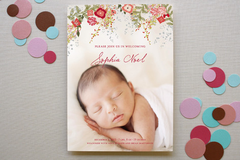 Fleurs De Noel Birth Announcements