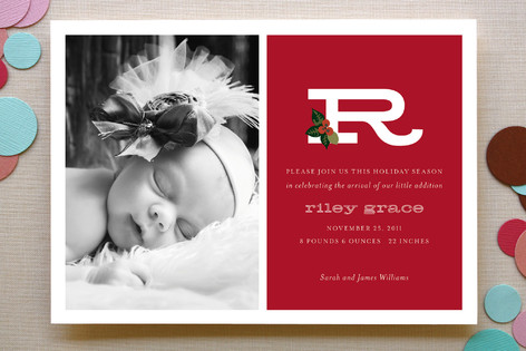 Holly + Alphabet Baby Birth Announcements