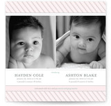 Preppy Stripe Twins Birth Announcements