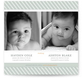 Preppy Stripe Twins Birth Announcements
