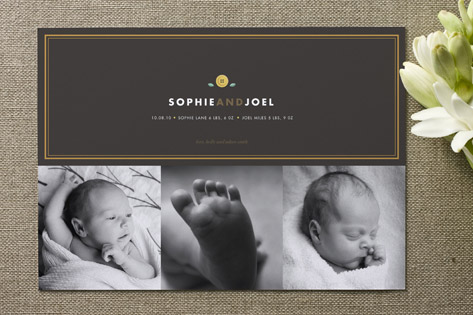 Preppy Button Birth Announcements
