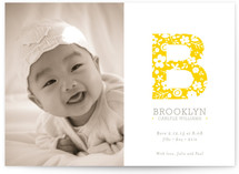 Floral Monogram Birth Announcements