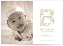 Floral Monogram Birth Announcements
