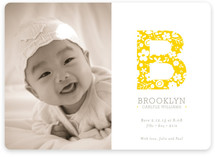 Floral Monogram Birth Announcements