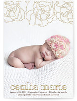 Floral Outline Birth Announcements