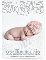 Floral Outline Birth Announcements