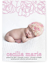 Floral Outline Birth Announcements