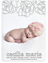 Floral Outline Birth Announcements
