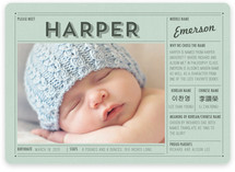 Vintage Name Grid Birth Announcements