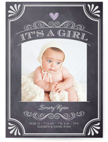 It's A Girl Vintage Chalkboard Birth Announcements