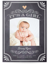 It's A Girl Vintage Chalkboard Birth Announcements