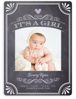It's A Girl Vintage Chalkboard Birth Announcements