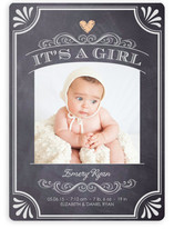 It's A Girl Vintage Chalkboard Birth Announcements