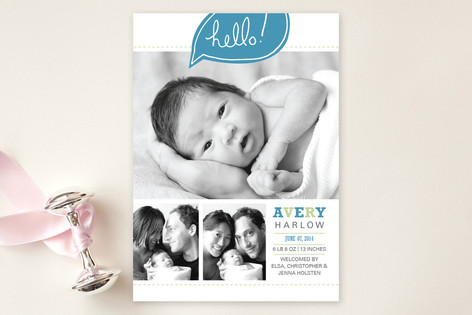 bright hello Birth Announcements