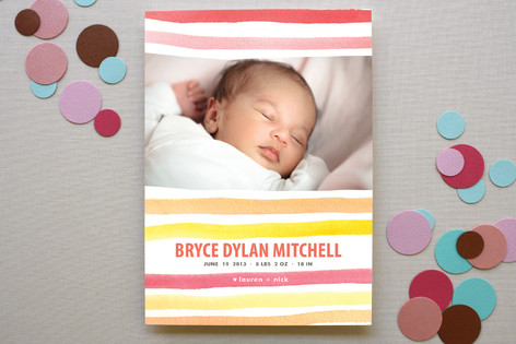 watercolor stripes Birth Announcements
