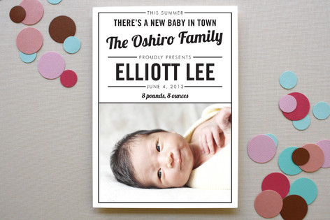 New Baby in Town Birth Announcements