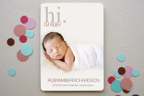 Subtle Ruby Birth Announcements