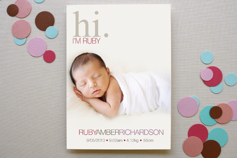 Subtle Ruby Birth Announcements