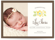 Vintage Yellow Floral Birth Announcements