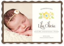 Vintage Yellow Floral Birth Announcements