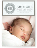 Sunburst Monogram Birth Announcements