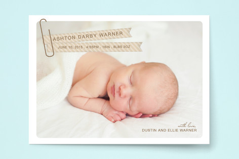 Paper Clipped Flags Birth Announcements