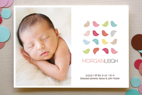 Colorful Birdies Birth Announcements