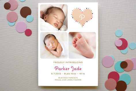 Coeur Pompom Birth Announcements