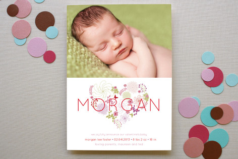 Floral Heart Birth Announcements