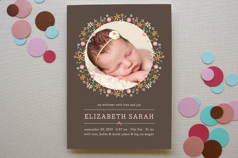 Sweet Floral Garland Birth Announcements
