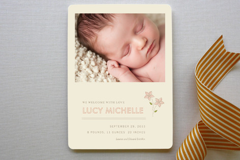 Embroidered Florals Birth Announcements