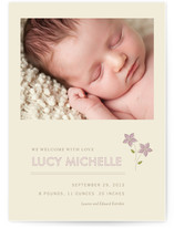 Embroidered Florals Birth Announcements