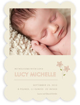 Embroidered Florals Birth Announcements