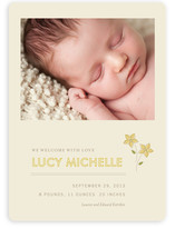Embroidered Florals Birth Announcements