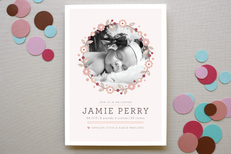 Simple Wreath Birth Announcements