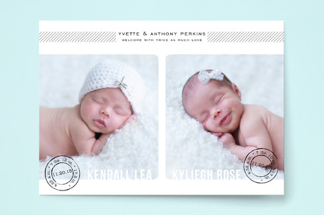 Double Stamped Birth Announcements