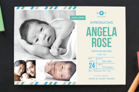 Khaki Baby Birth Announcements