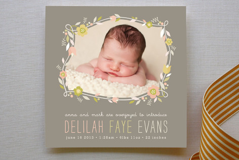Botanical Frame Birth Announcements