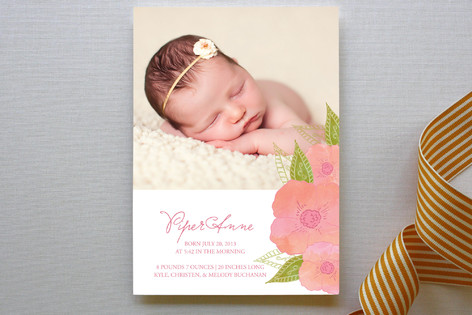 Poppies in Watercolor Birth Announcements