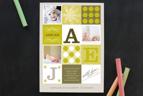 mod quilt Birth Announcements
