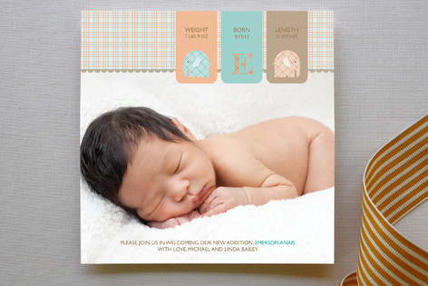 Little Plaid Elephant Birth Announcements