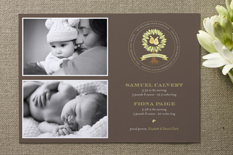 perfect pair crest Birth Announcements