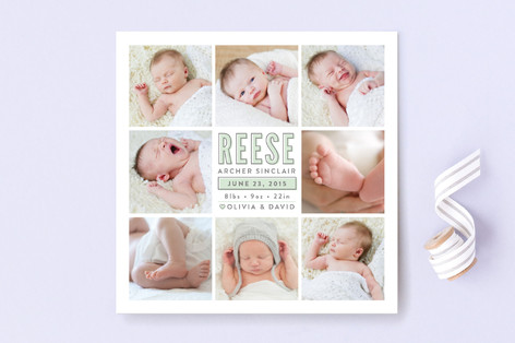 Darling Photo Grid Birth Announcements