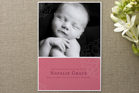 Subtle Dahlia Birth Announcements