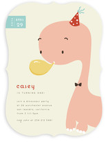 Blowing Balloon Brontosaurus Children's Birthday Party Invitations