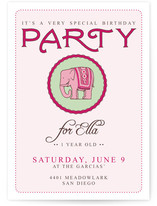 Girly Elephant Children's Birthday Party Invitations