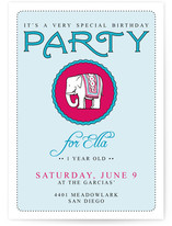 Girly Elephant Children's Birthday Party Invitations