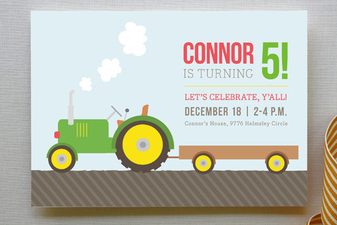 Tractor Time Children's Birthday Party Invitations